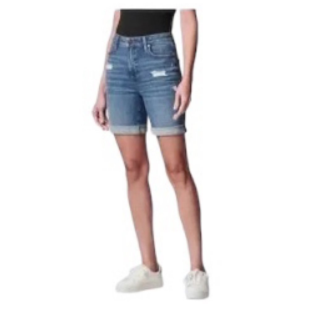 Simply Vera Wang Womens High Rise Distressed Bermuda Jean Shorts Sz 8 New